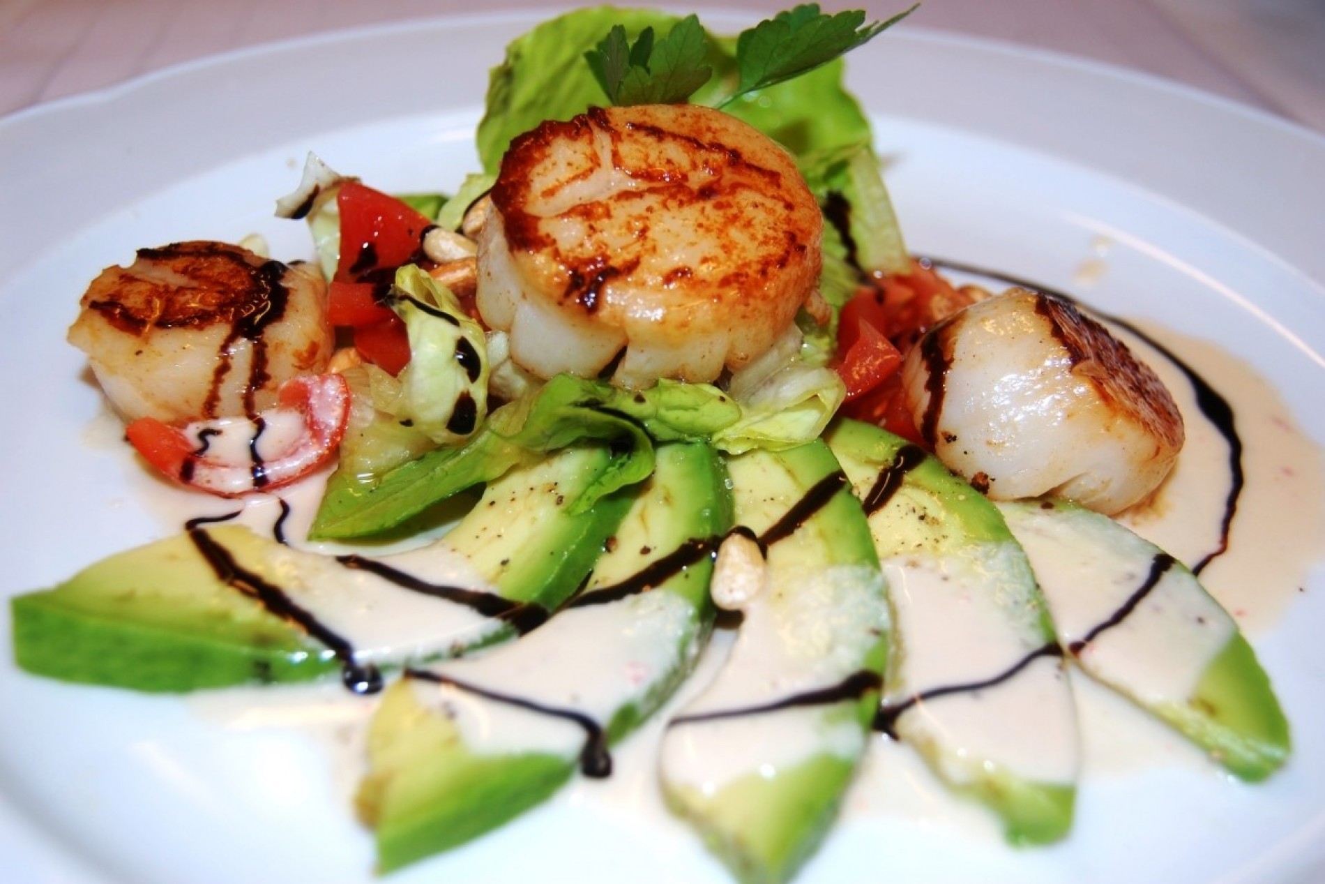 Avocado mit Jakobsmuscheln